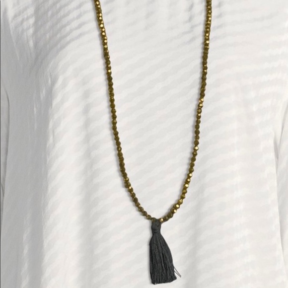 Masai Jewelry - NWT Masai Adelphe Jet Bead Tassel Necklace